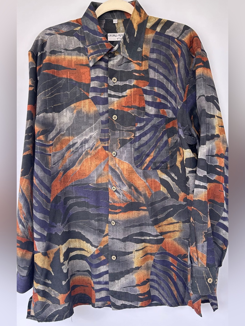 Georg Roth of Germany Men’s Button Up Shirt Long Sleeve Animal Print Large 41-42